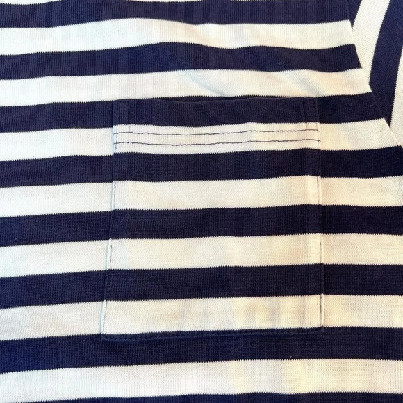 E.Z Spirit Women's Blue & White Striped Elastic Hem Short‎ Sleeve Top Size Small - Picture 4 of 6